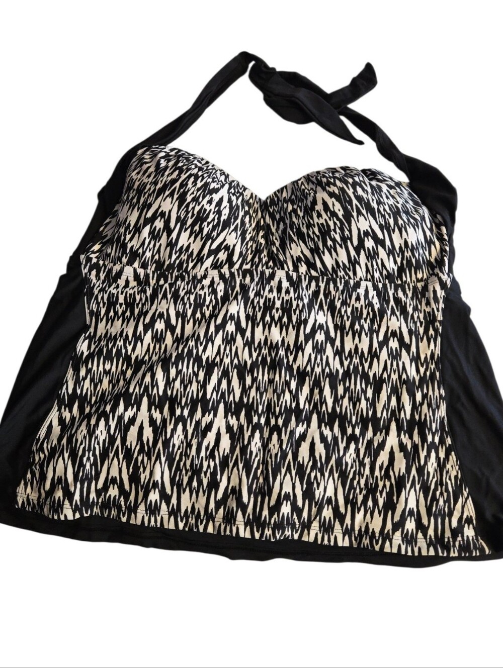 Catalina Black and White Halter Swim Top. Size XL.